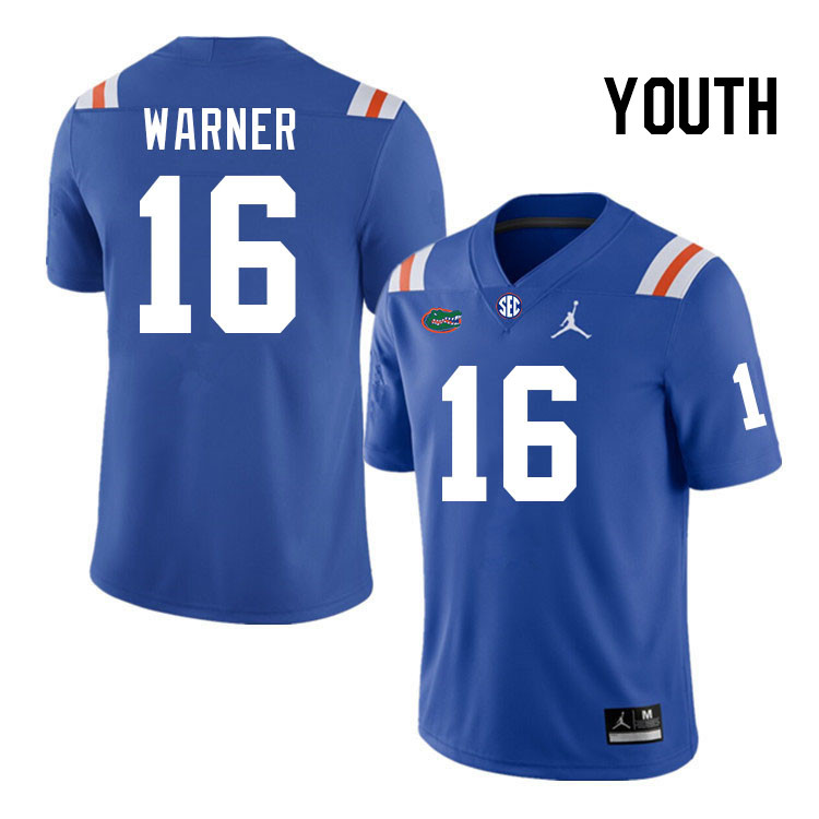 Youth #16 Aidan Warner Florida Gators College Football Jerseys Stitched-Throwback